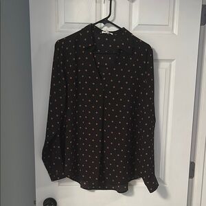 Maurices Black Blouse with Pink Polka Dots
